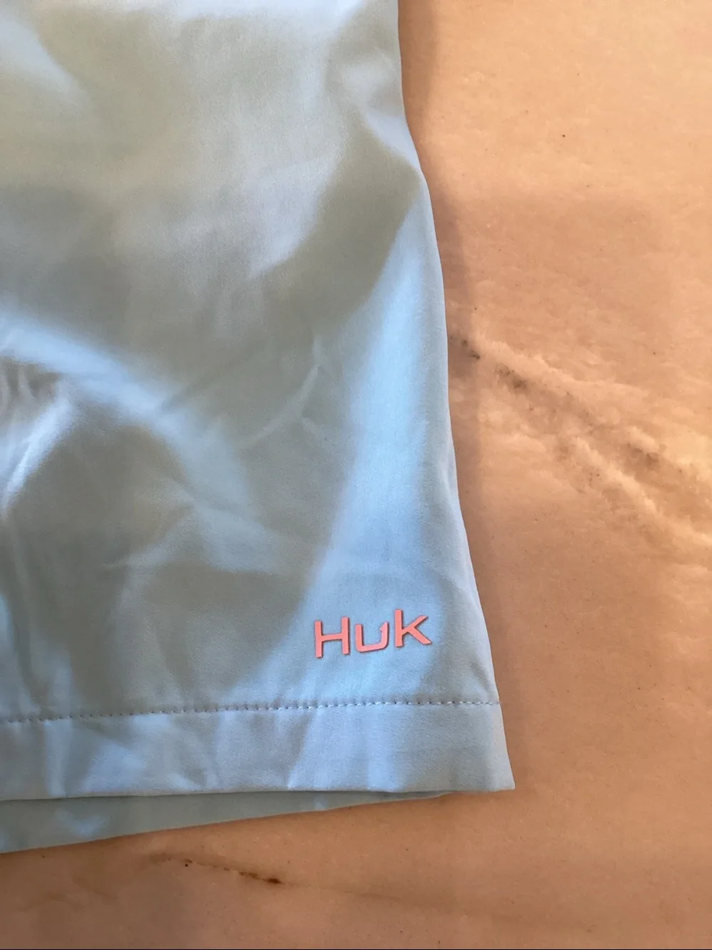 Huk Light Blue Swim Trunks with Coral Drawcord